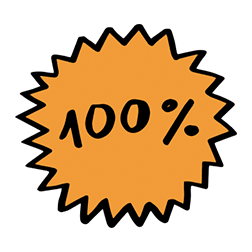 100% happiness guarantee badge